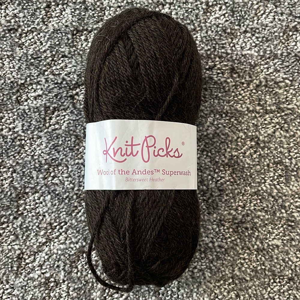 Knitpicks wool of the Andes super wash wool in bittersweet Heather